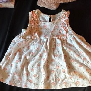 Charming Peach Print Sleeveless Kids Top